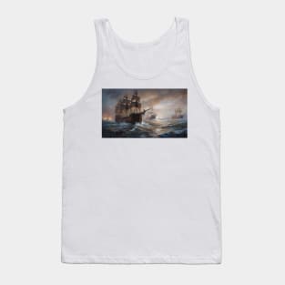 Naval Battle Between Pirate Sailing Ships, Caribbean Seascape #4 Tank Top